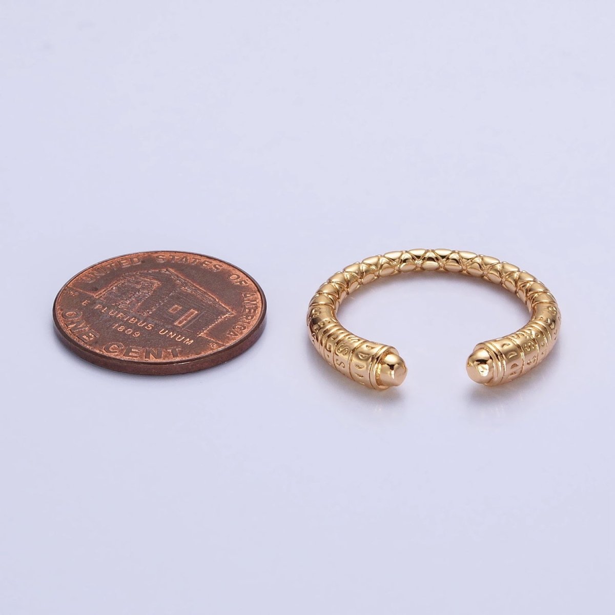 16K Gold Filled Engraved S Crescent Moon Open Adjustable Ring  in Gold & Silver | O-1926 O-1927