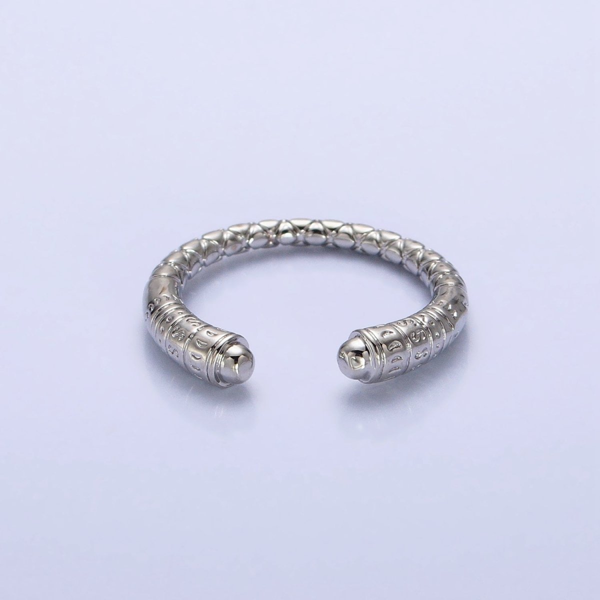 16K Gold Filled Engraved S Crescent Moon Open Adjustable Ring  in Gold & Silver | O-1926 O-1927
