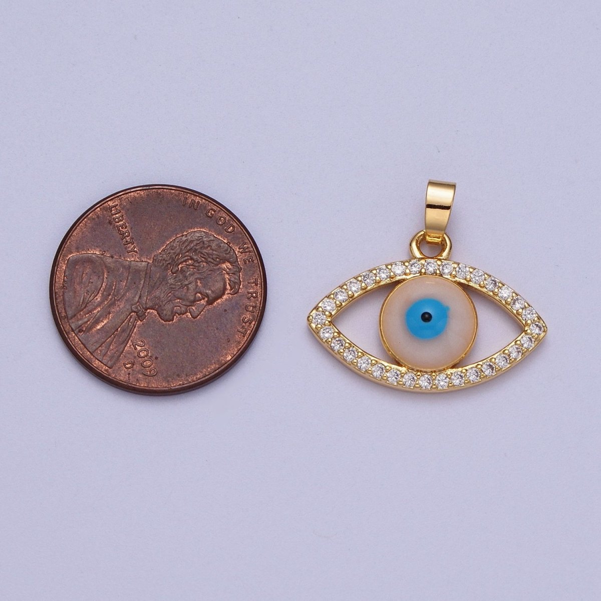 16K Gold Filled Evil Eye of Ra Micro Paved CZ Cubic Zirconia Pendant For Protection Jewelry | X-691 - DLUXCA