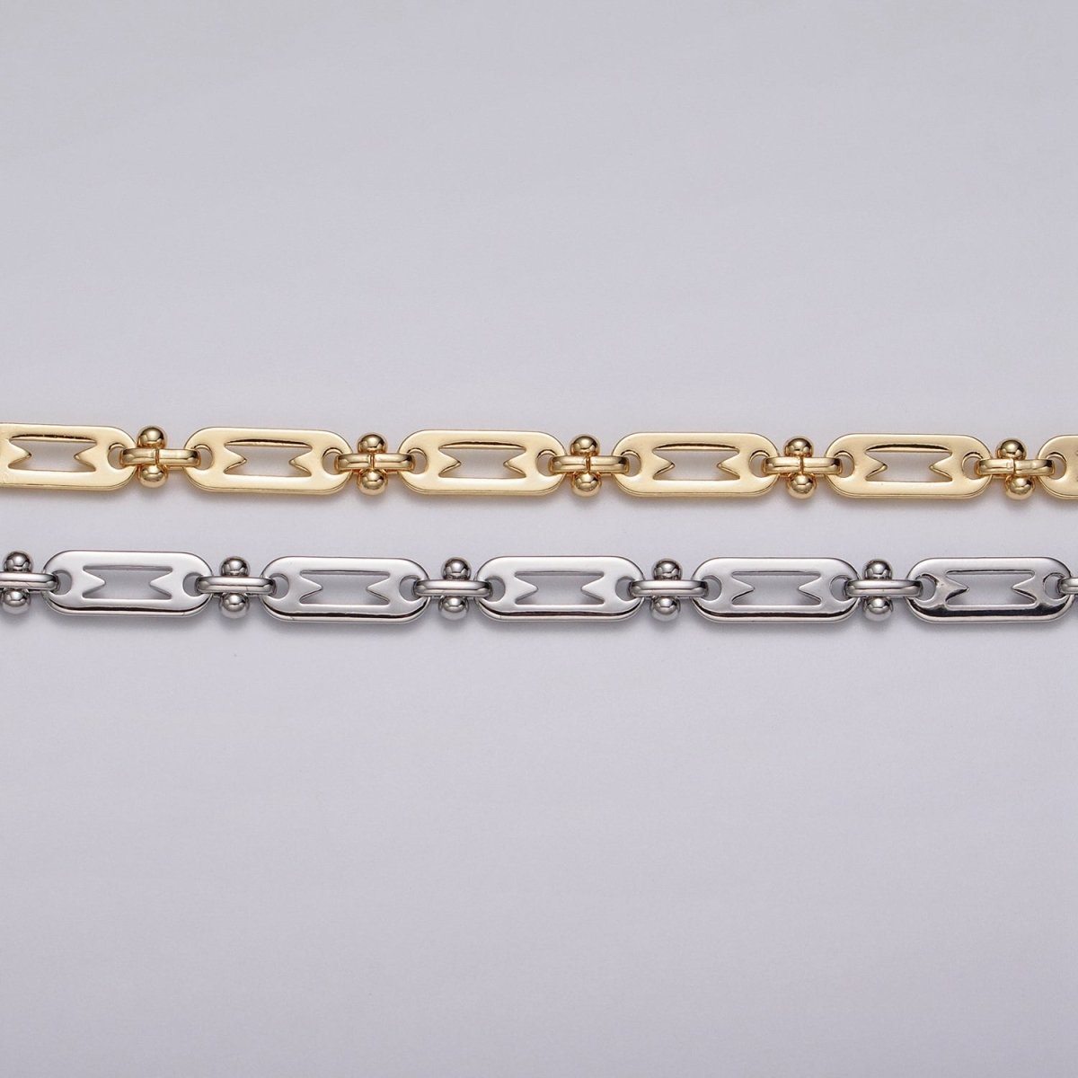 16k Gold Filled Figaro Long and Short Fancy 5mm Unfinished Chain in Gold & Silver | ROLL-1163 ROLL-1164 Clearance Pricing