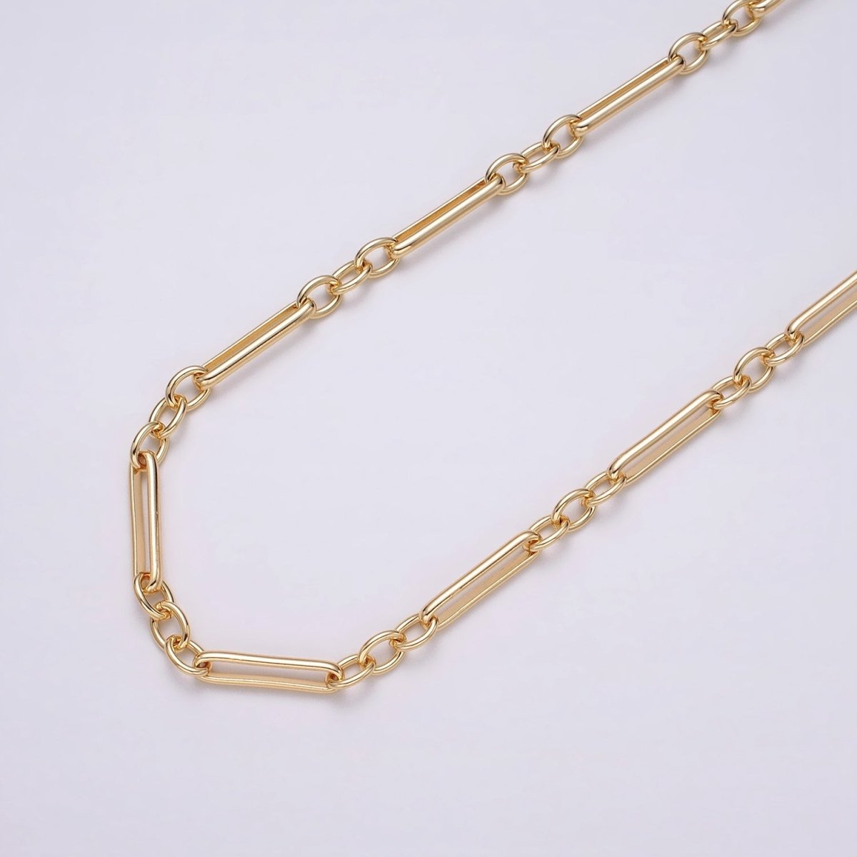 16K Gold Filled Figaro Long and Short Fancy Chain, Silver Figure Eight Chain PaperClip Chain by Yard for Jewelry Making Supply | ROLL-1261 ROLL-1262 Clearance Pricing