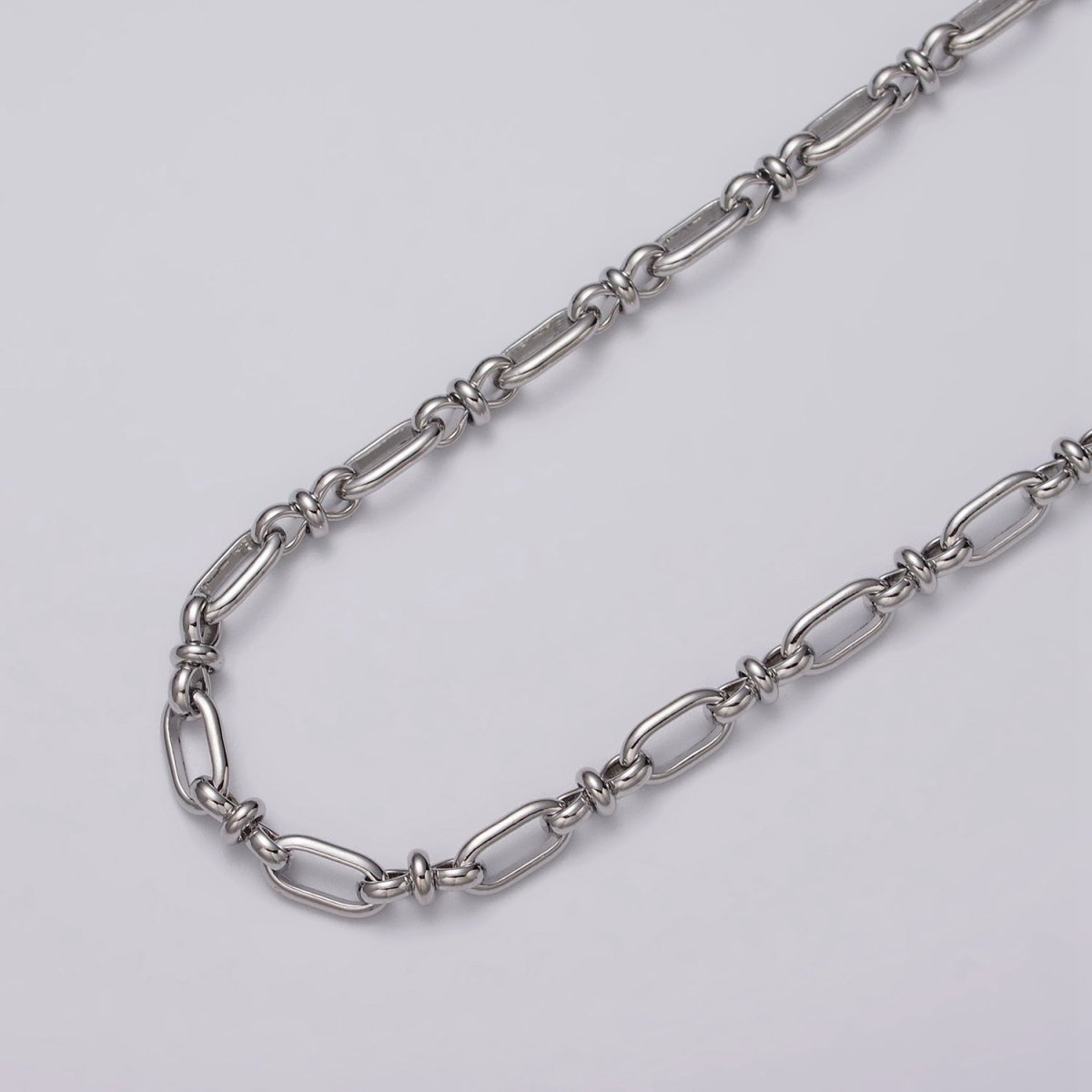 16k Gold Filled Figaro Long and Short Fancy Unfinished 4.5mm Chain in Gold & Silver | ROLL-1161 ROLL-1162 Clearance Pricing