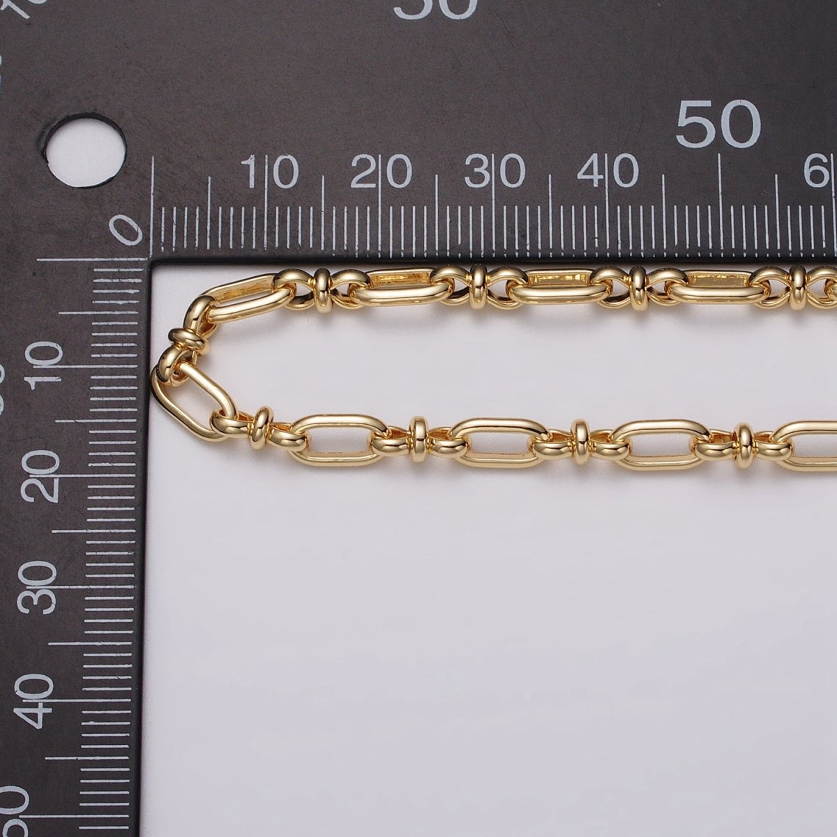 16k Gold Filled Figaro Long and Short Fancy Unfinished 4.5mm Chain in Gold & Silver | ROLL-1161 ROLL-1162 Clearance Pricing