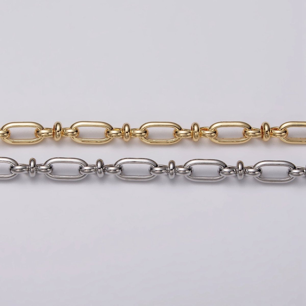 16k Gold Filled Figaro Long and Short Fancy Unfinished 4.5mm Chain in Gold & Silver | ROLL-1161 ROLL-1162 Clearance Pricing