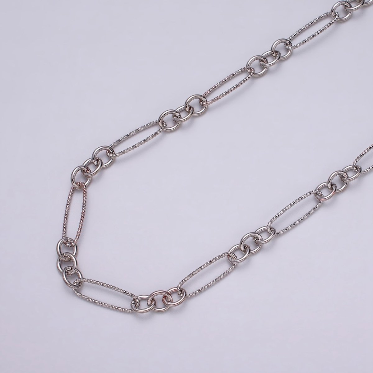 16K Gold Filled Figaro Long and Short Fancy Unfinished Chain by Yard in Gold & Silver | ROLL-1215 ROLL-1216 Clearance Pricing