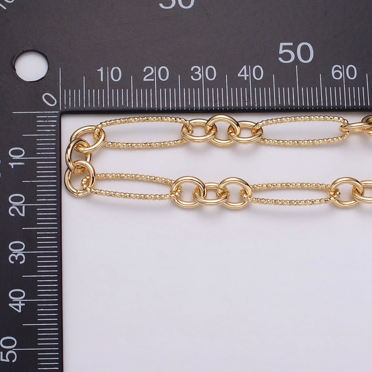 16K Gold Filled Figaro Long and Short Fancy Unfinished Chain by Yard in Gold & Silver | ROLL-1215 ROLL-1216 Clearance Pricing