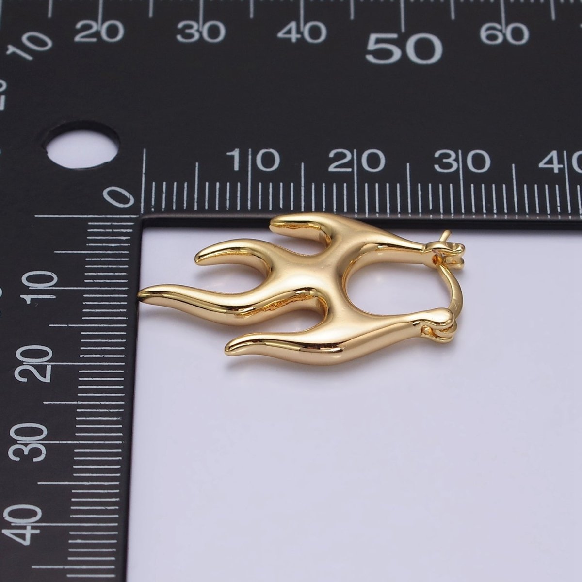 16K Gold Filled Flaming Fire Abstract Band French Lock Latch Earrings in Gold & Silver | AE576 AE533