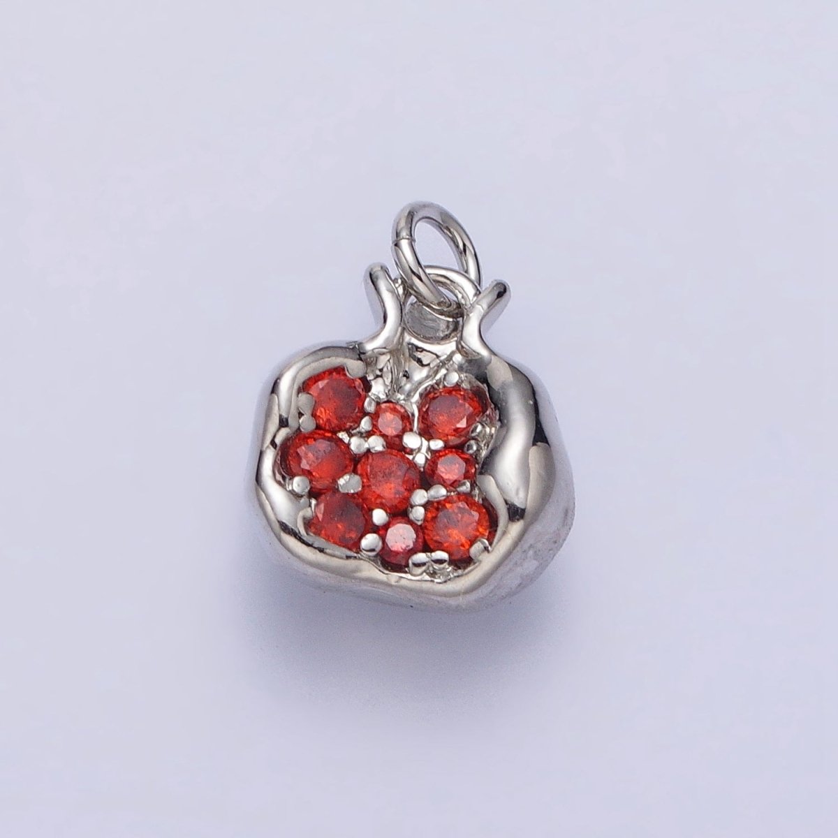 16K Gold Filled Fruit Pomegranate Vermilion Micro Paved CZ Mini Charm in Gold & Silver | AC-268 AC-269