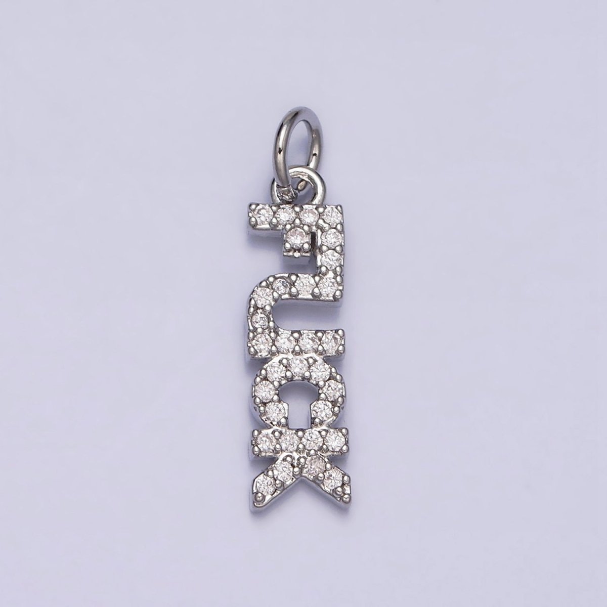 16K Gold Filled "FUCK" Script Micro Paved CZ Add-On Charm in Gold & Silver | AC1329 AC1330
