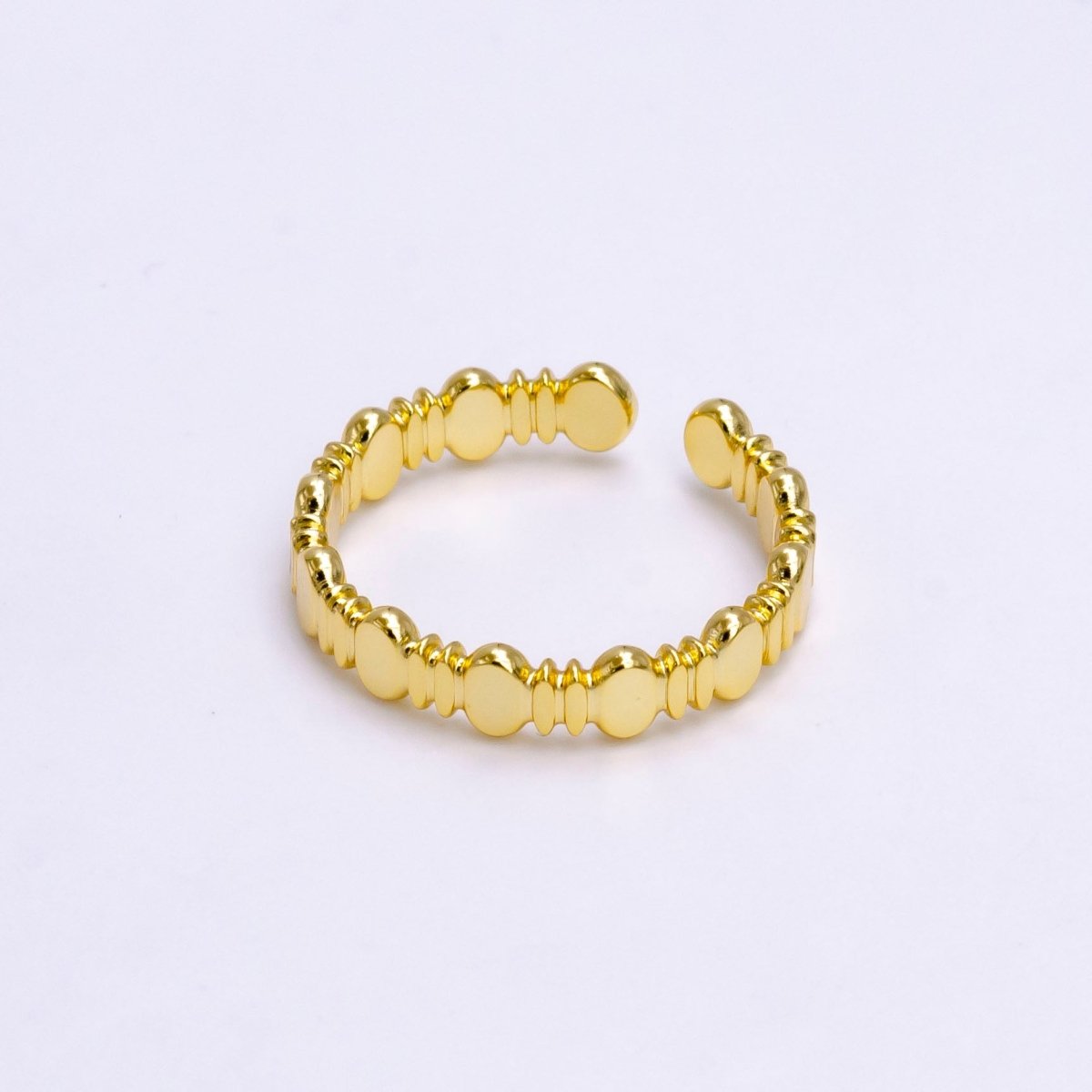 16K Gold Filled Geometric Abstract Band Ring, Minimalist Oval Stacking Ring, Shiny Statement Adjustable Ring U-428 - DLUXCA