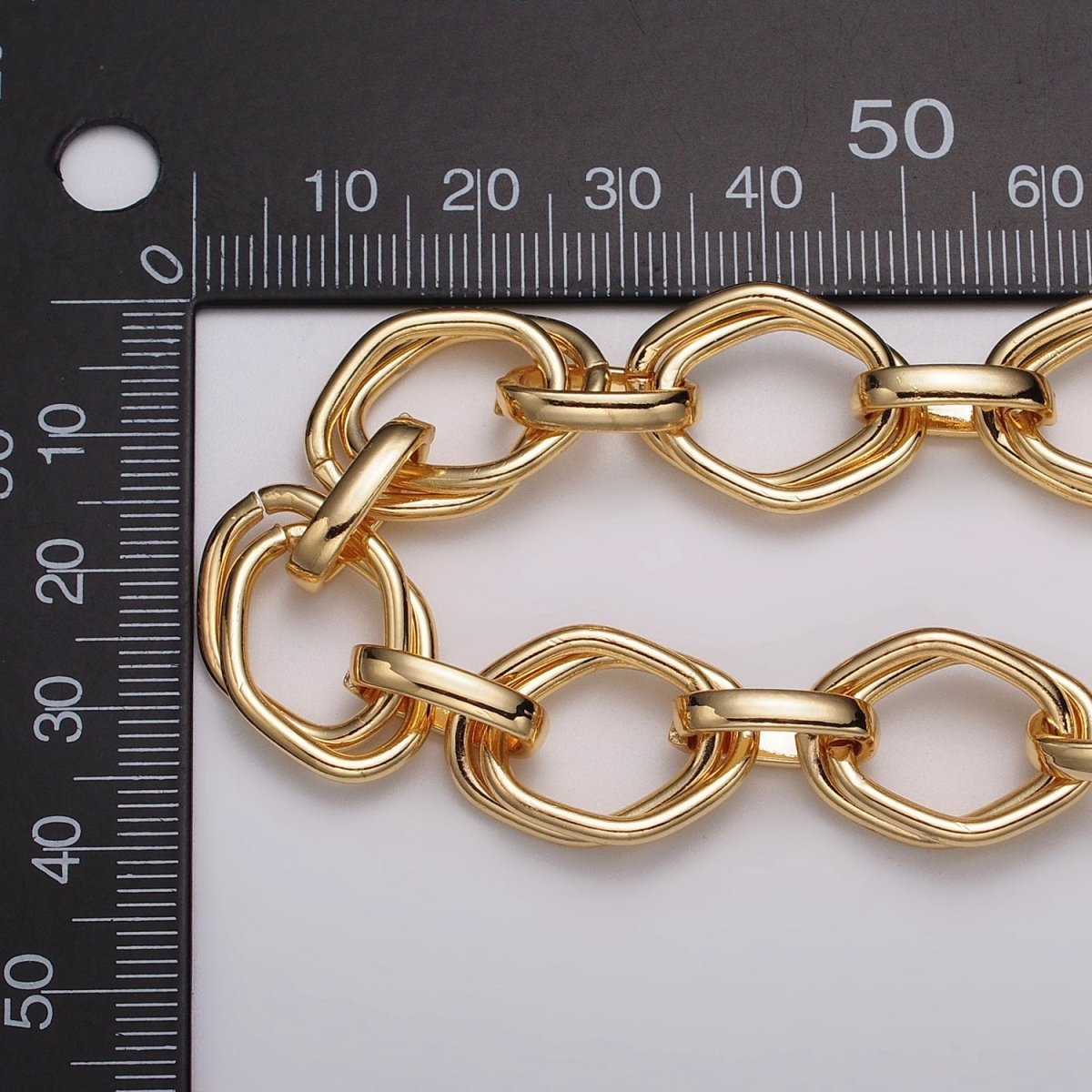 16k Gold Plated Geometric Hexagonal Link Unfinished Chain in Gold & Silver | ROLL-1151 ROLL-1152 Clearance Pricing