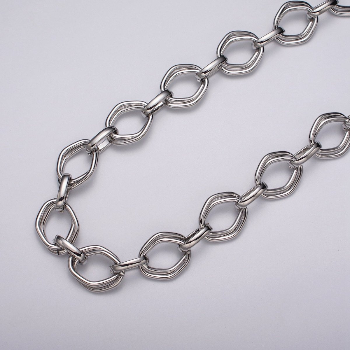 16k Gold Plated Geometric Hexagonal Link Unfinished Chain in Gold & Silver | ROLL-1151 ROLL-1152 Clearance Pricing