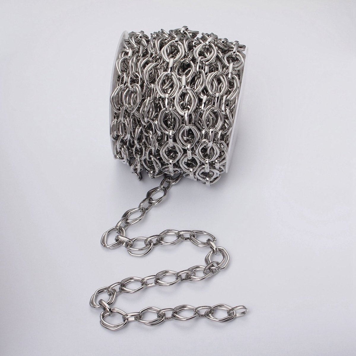 16k Gold Plated Geometric Hexagonal Link Unfinished Chain in Gold & Silver | ROLL-1151 ROLL-1152 Clearance Pricing