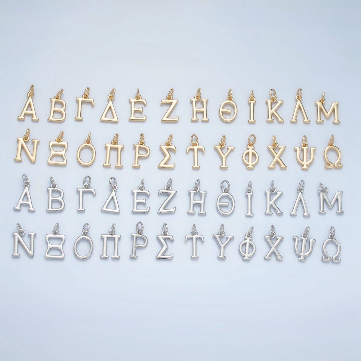 16K Gold Filled Greek Alphabet Personalized Charm in Gold & Silver | A1271 - A1294