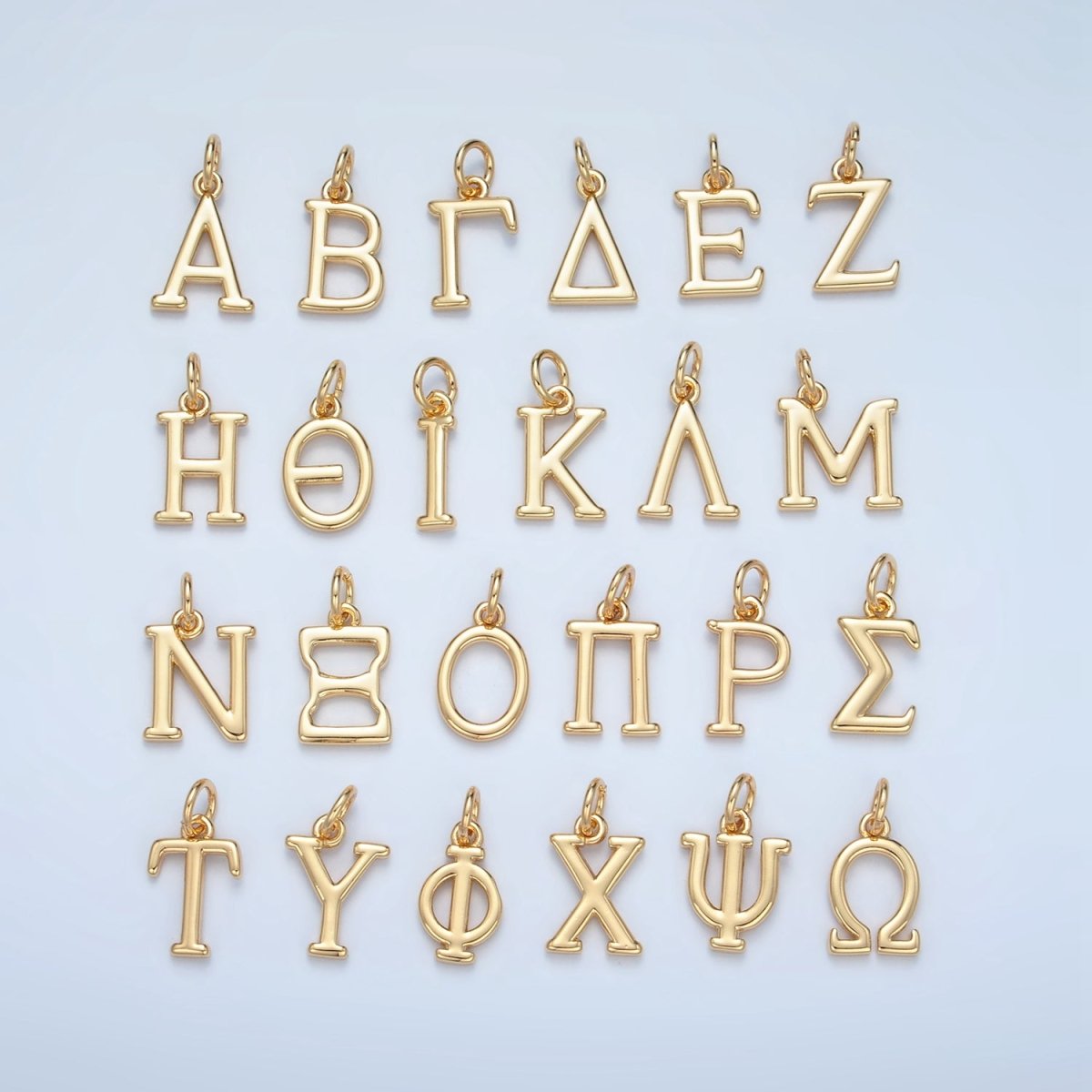16K Gold Filled Greek Alphabet Personalized Charm in Gold & Silver | A1271 - A1294
