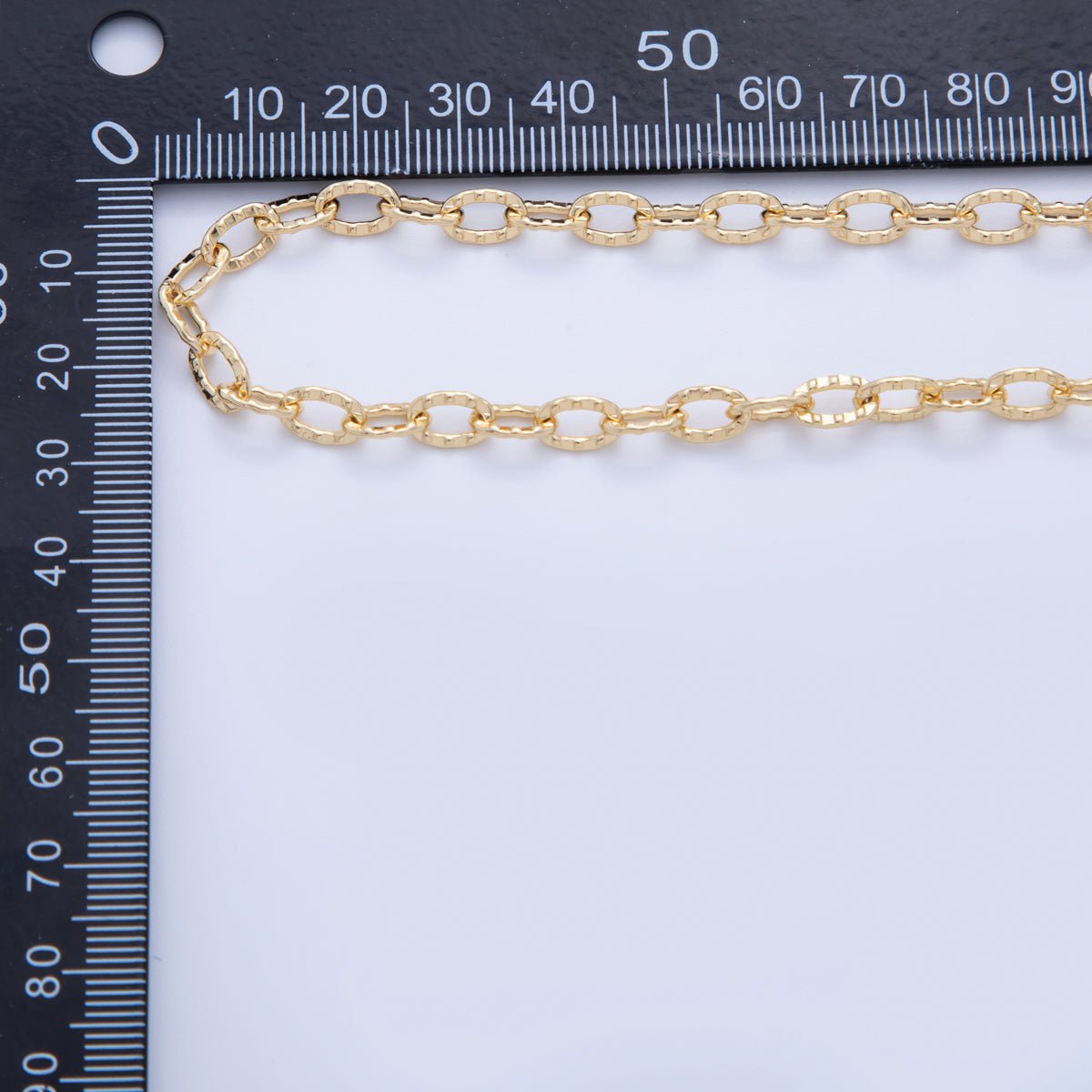 16K Gold Filled Hammered Cable Unfinished Chain by Yard | Roll - 1591 - DLUXCA