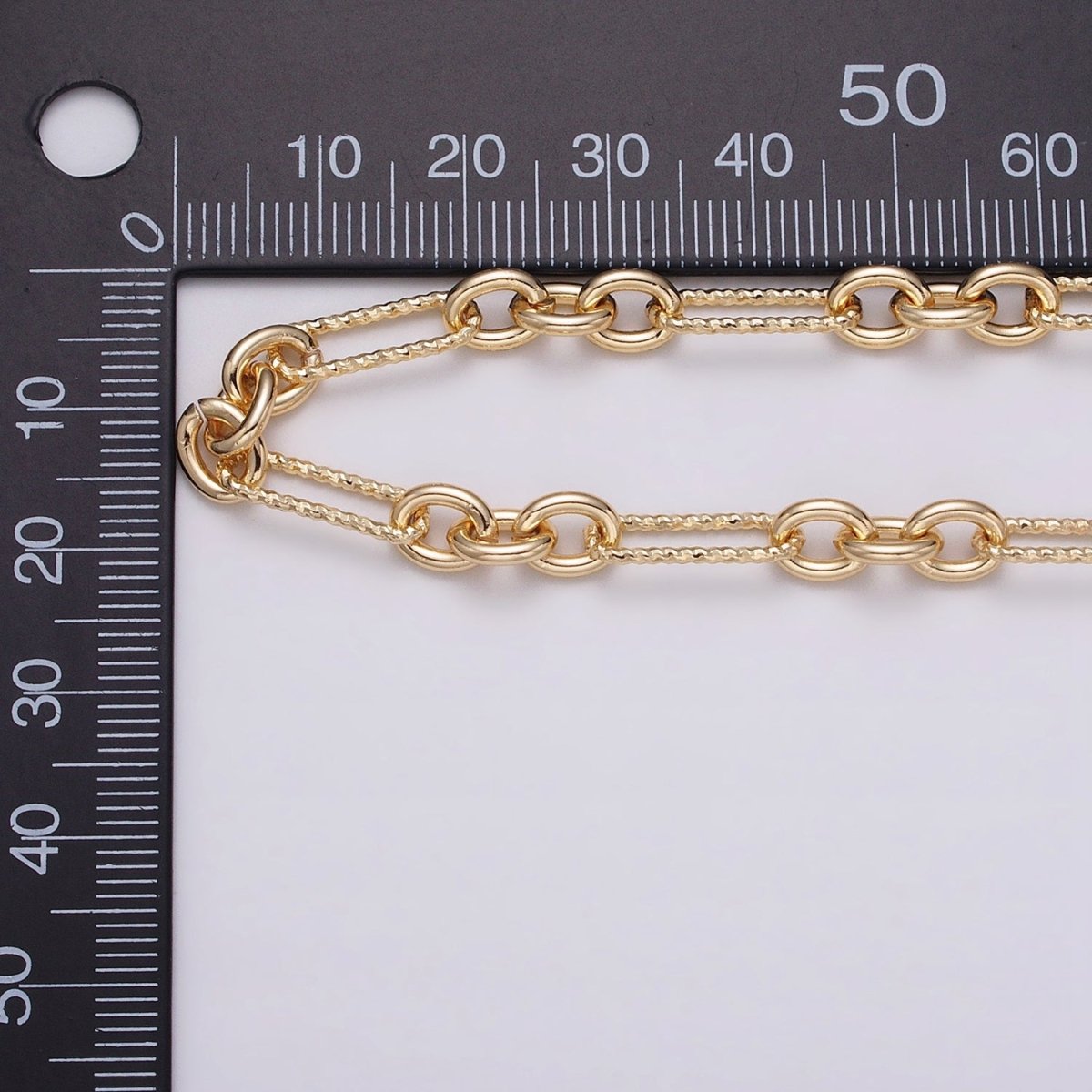 16K Gold Filled Hammered Figaro Long and Short Fancy Unfinished Chain by Yard in Gold & Silver | ROLL-1217 ROLL-1218 Clearance Pricing