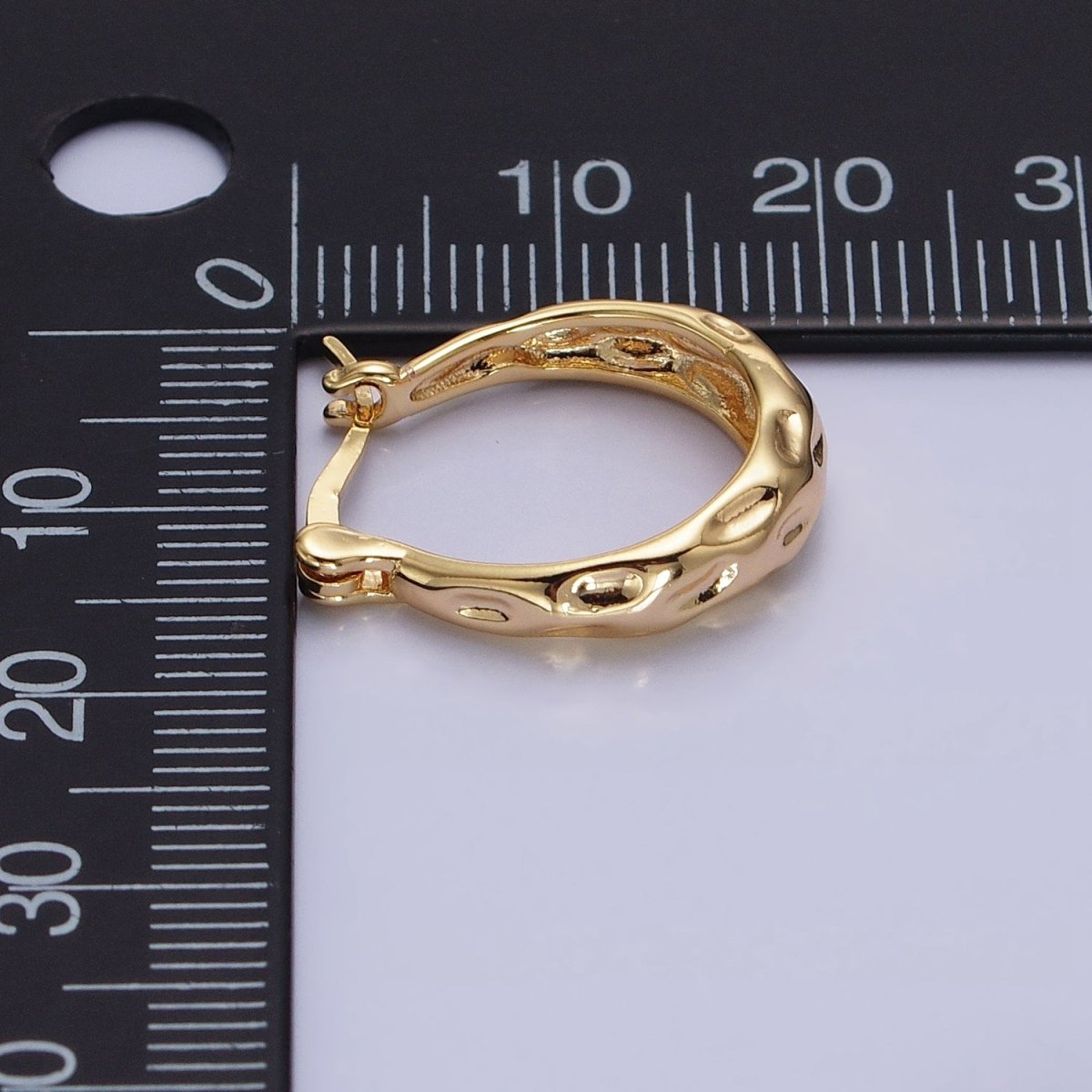 16K Gold Filled Hammered Oblong Latch Earrings in Gold & Silver | AB1423 AB1424