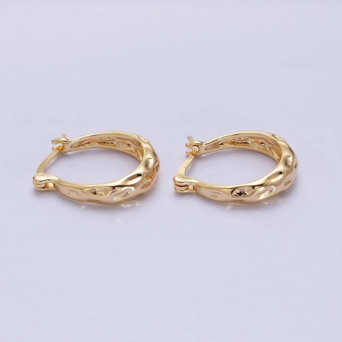16K Gold Filled Hammered Oblong Latch Earrings in Gold & Silver | AB1423 AB1424