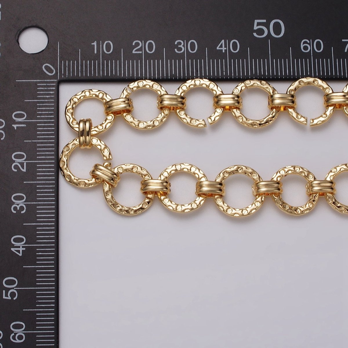 16k Gold Filled Hammered Rolo Unique Unfinished Chain by Yard in Gold & Silver | ROLL-1173 ROLL-1174 Clearance Pricing