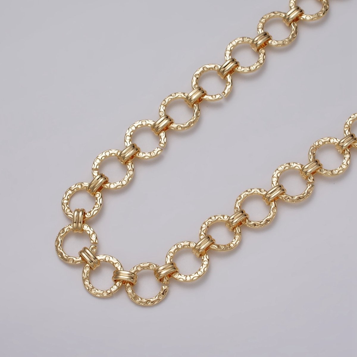 16k Gold Filled Hammered Rolo Unique Unfinished Chain by Yard in Gold & Silver | ROLL-1173 ROLL-1174 Clearance Pricing