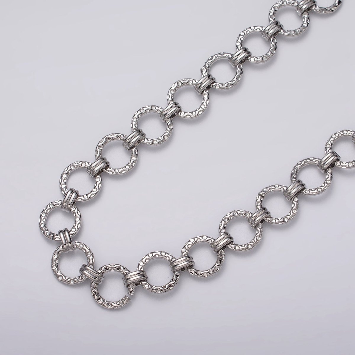 16k Gold Filled Hammered Rolo Unique Unfinished Chain by Yard in Gold & Silver | ROLL-1173 ROLL-1174 Clearance Pricing
