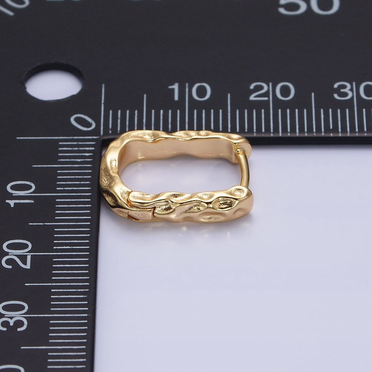 16K Gold Filled Hammered Textured Oblong Hoop Earrings in Gold & Silver | AB1553 AB1554