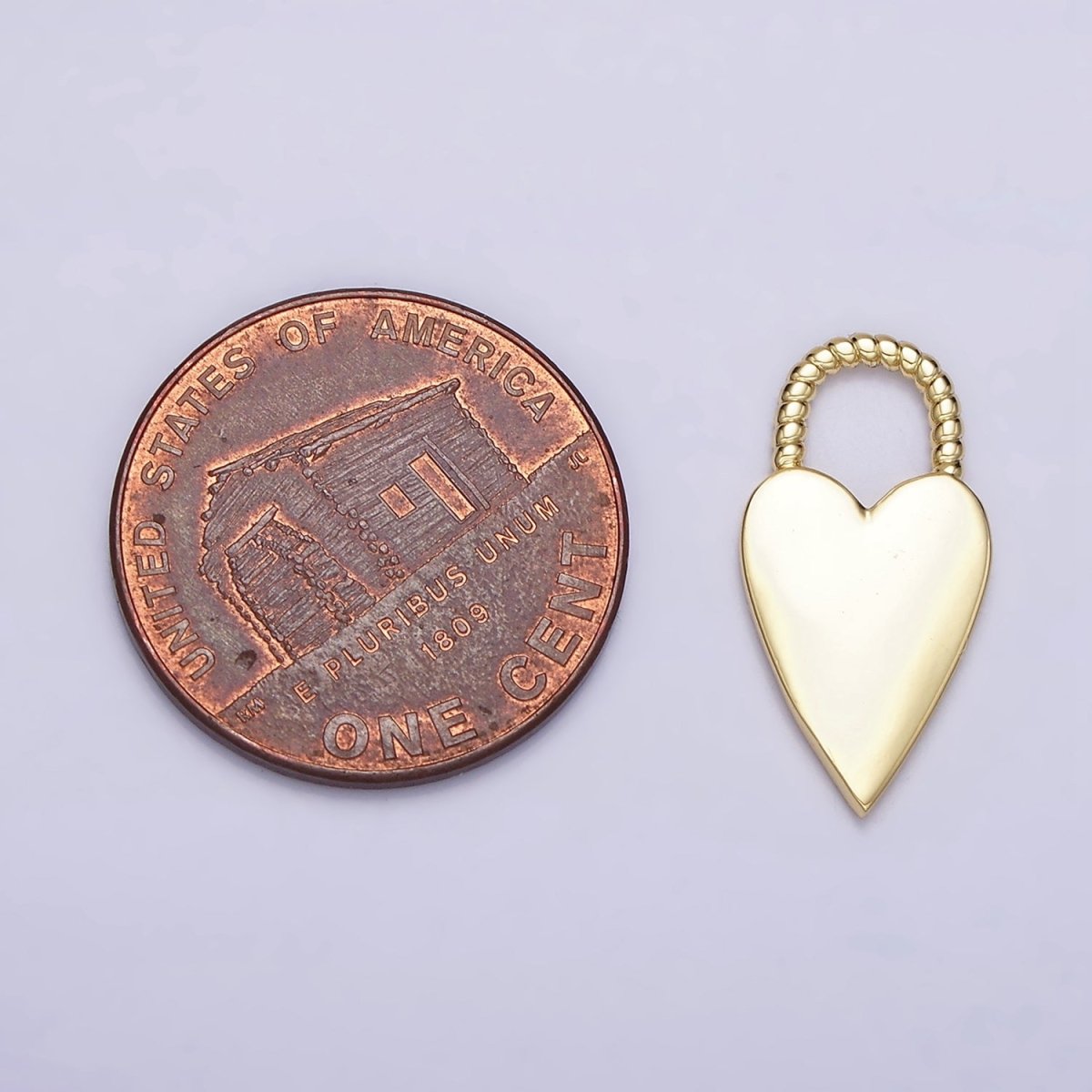 16K Gold Filled Heart Love Twisted Handle Padlock Charm | AC1177 - DLUXCA