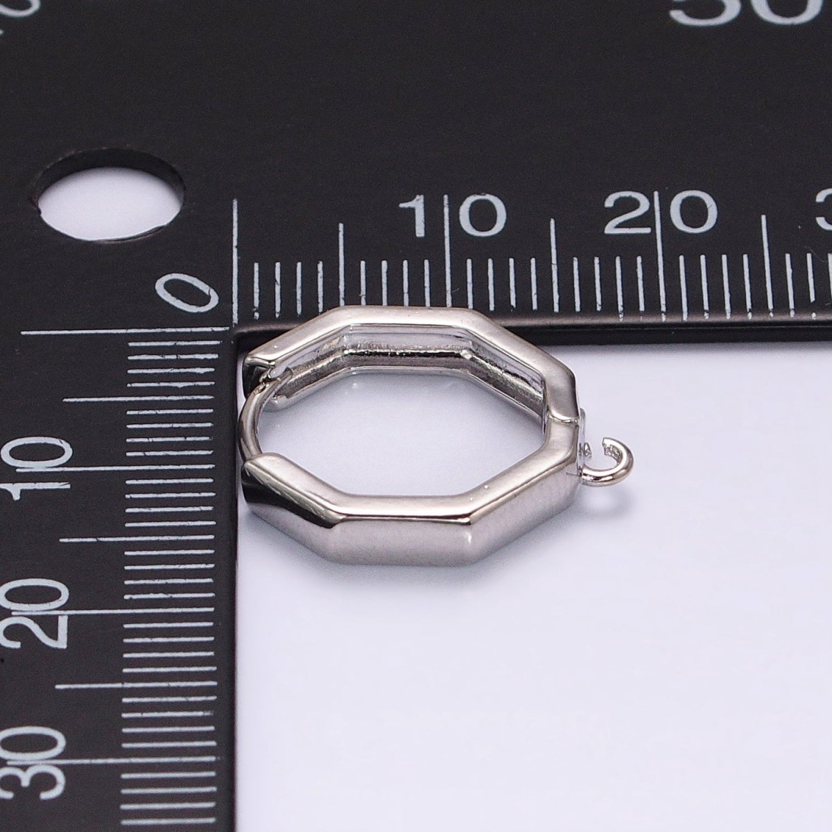 16K Gold Filled Hexagonal Huggie Open Loop Earrings Supply in Gold & Silver | Z-322 Z-323