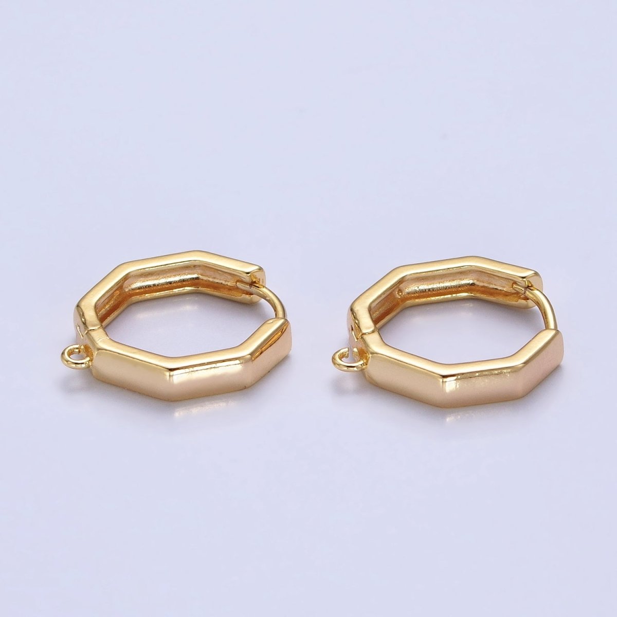 16K Gold Filled Hexagonal Huggie Open Loop Earrings Supply in Gold & Silver | Z-322 Z-323