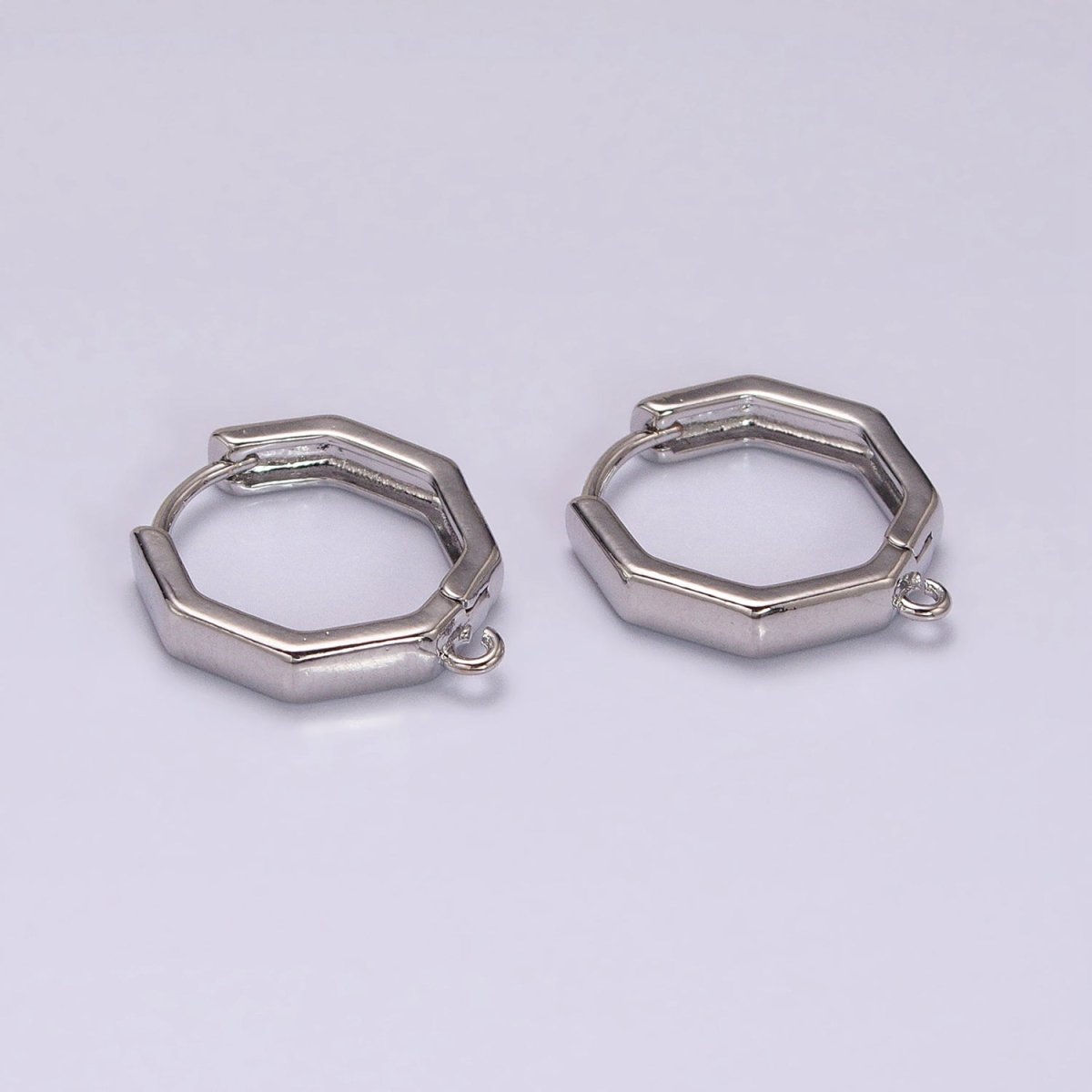 16K Gold Filled Hexagonal Huggie Open Loop Earrings Supply in Gold & Silver | Z-322 Z-323