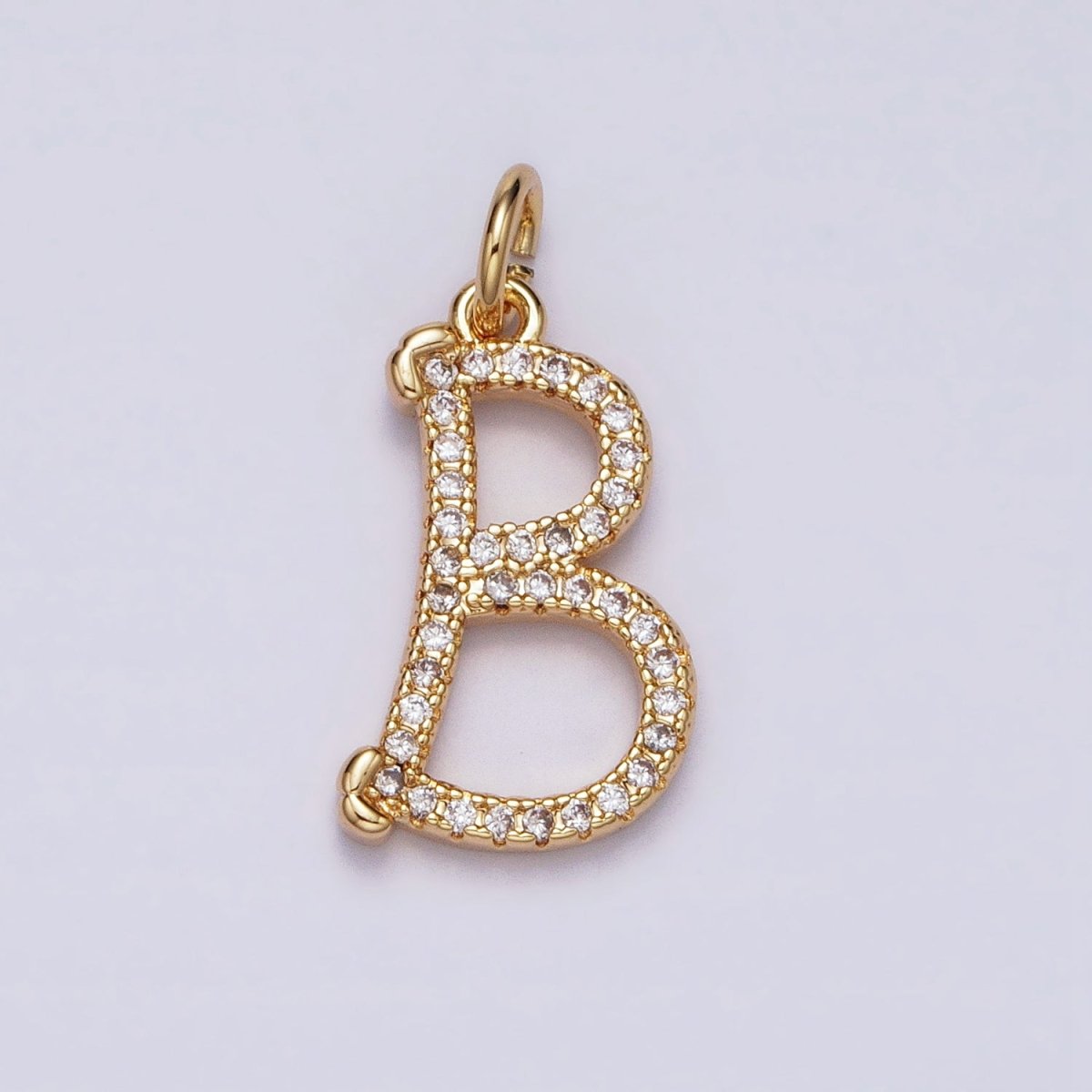 16K Gold Filled Initial Letter A-Z Curved Font Personalized Micro Paved CZ Charm | A-924-A-936