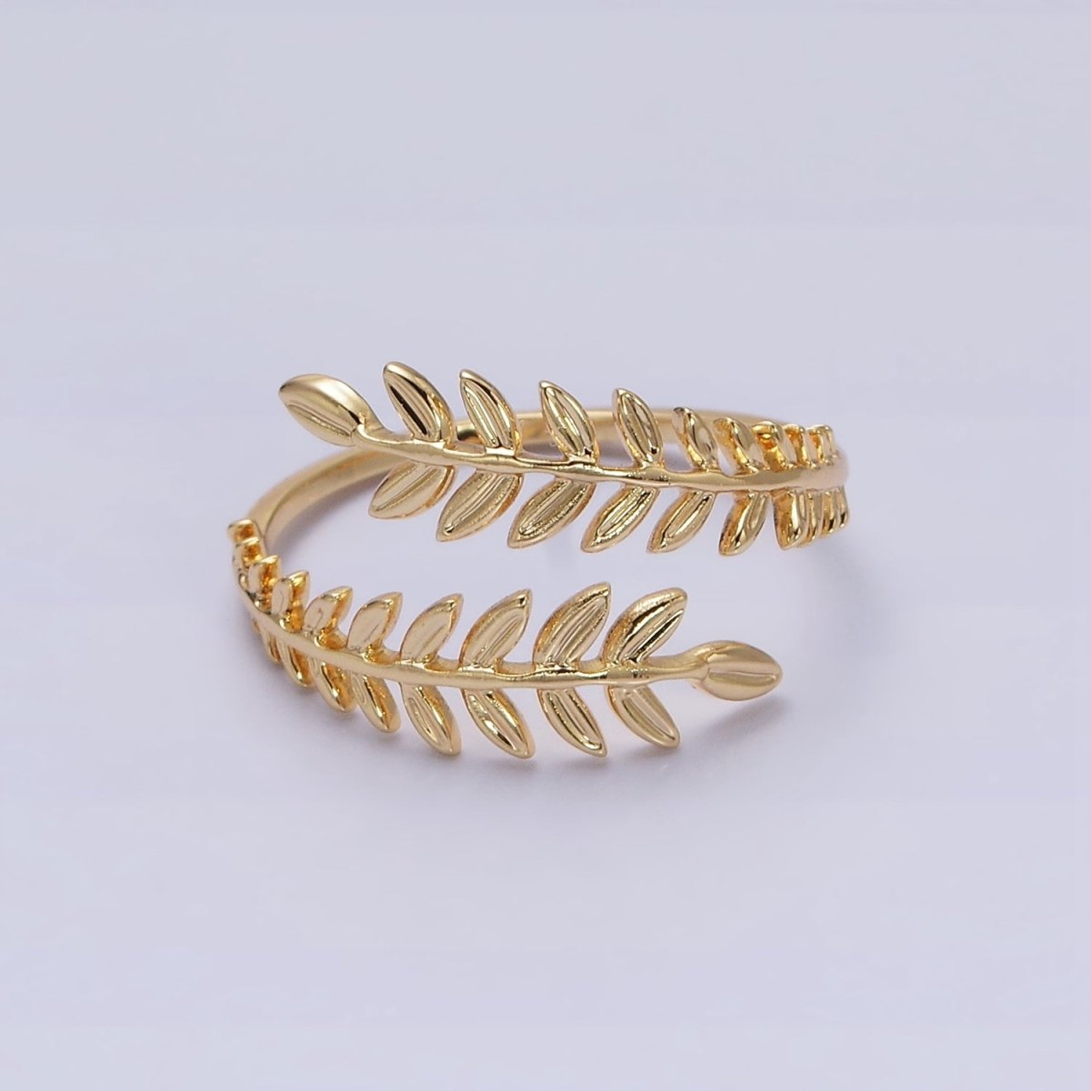 16K Gold Filled Leaf Palm Olive Paddy Wheat Open Ring in Gold & Silver | O-1625 O-1626