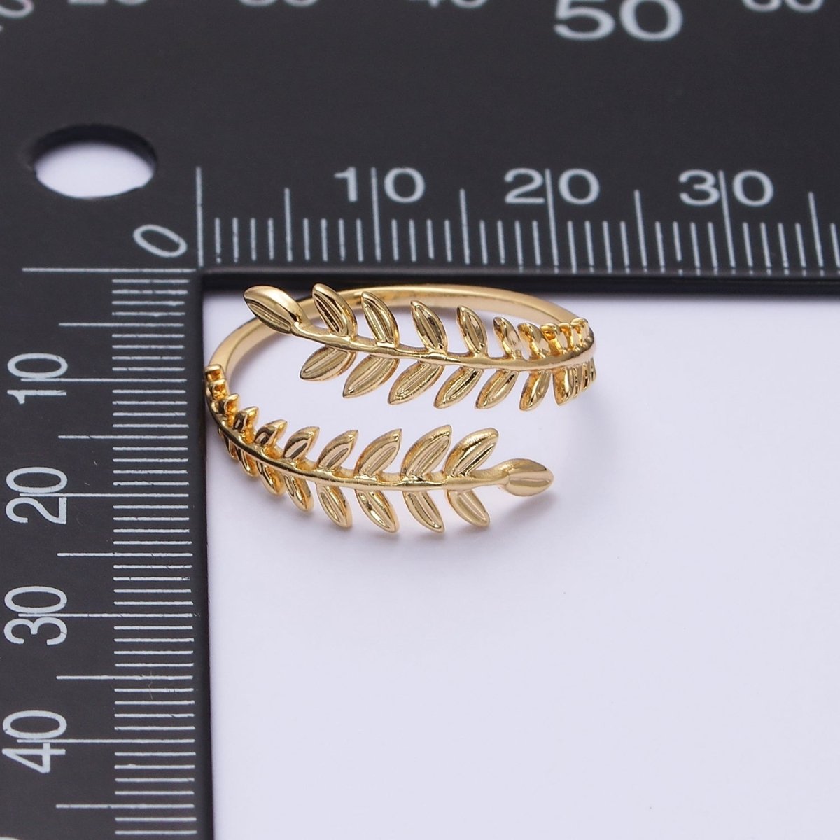 16K Gold Filled Leaf Palm Olive Paddy Wheat Open Ring in Gold & Silver | O-1625 O-1626
