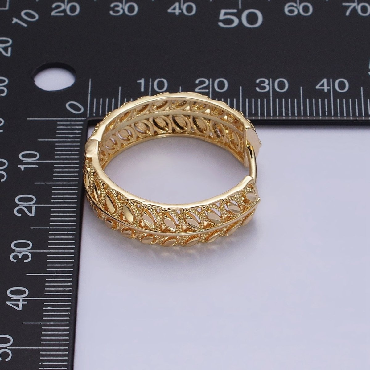 16K Gold Filled Marquise CZ V Wheat Paddy 30mm Endless Hoop Earrings in Gold & Silver | AB1433 AB1434