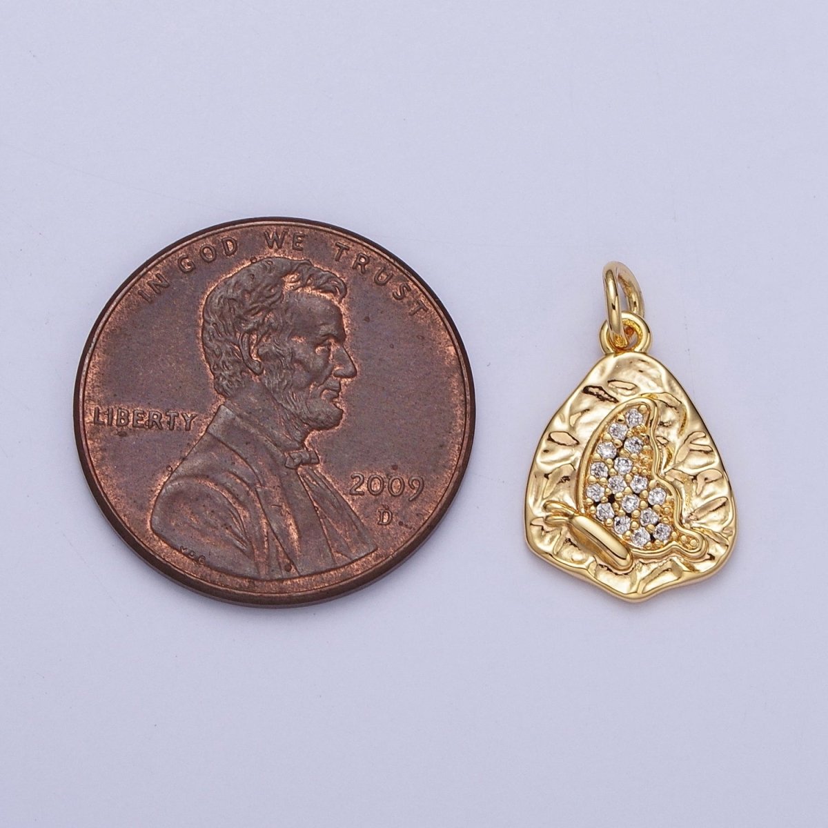 16K Gold Filled Micro Paved Butterfly Wings Hammered Charm | A-637 - DLUXCA