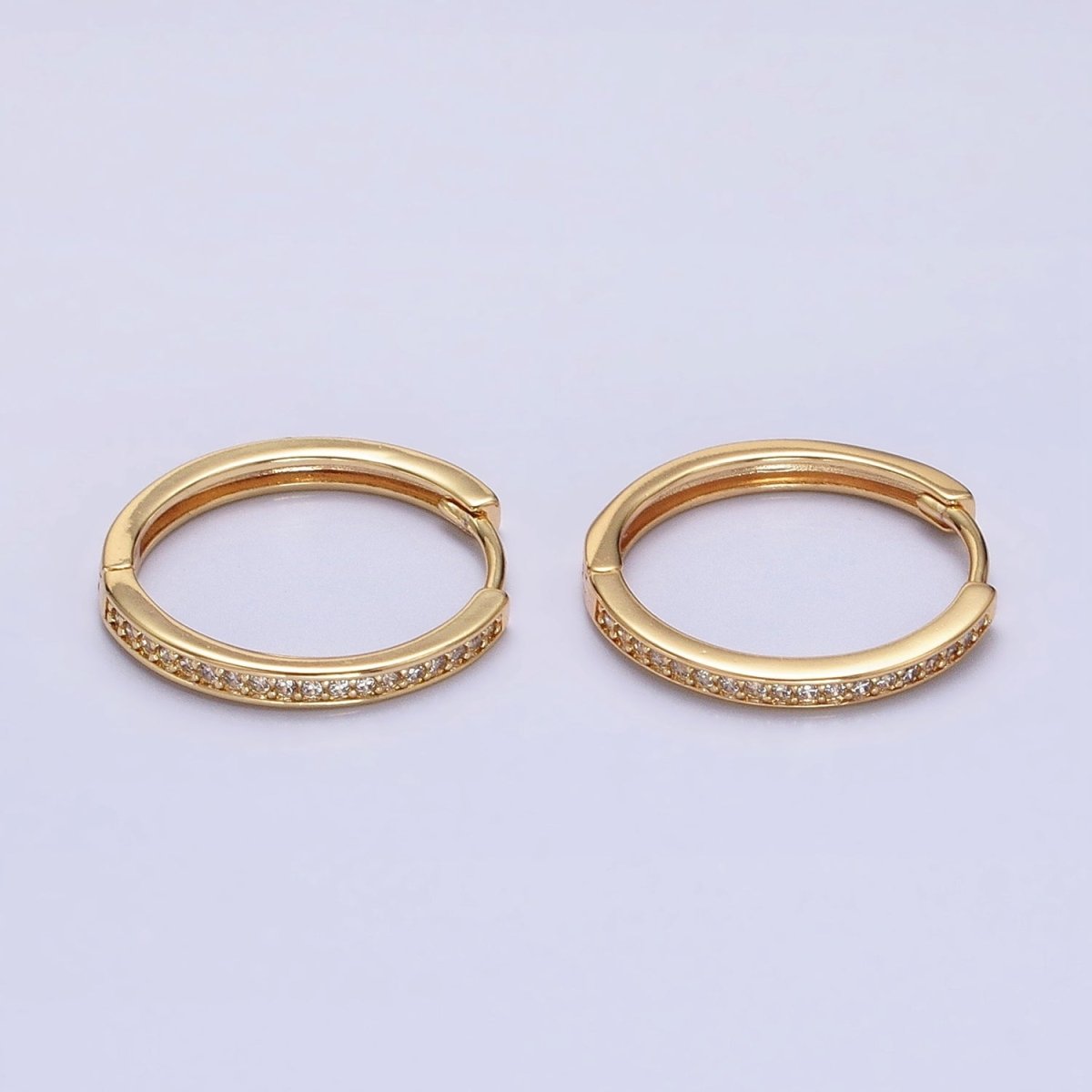 16K Gold Filled Micro Paved CZ 20mm Endless Hoop Earrings in Gold & Silver | AD1332 AD1333