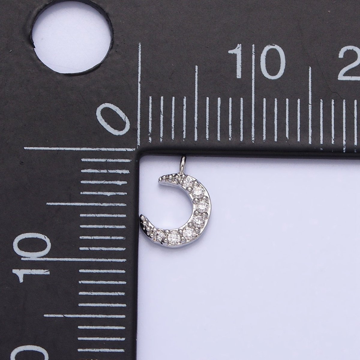 16K Gold Filled Micro Paved CZ Crescent Moon Mini Add-On Charm in Gold & Silver | AC1044 AC1045