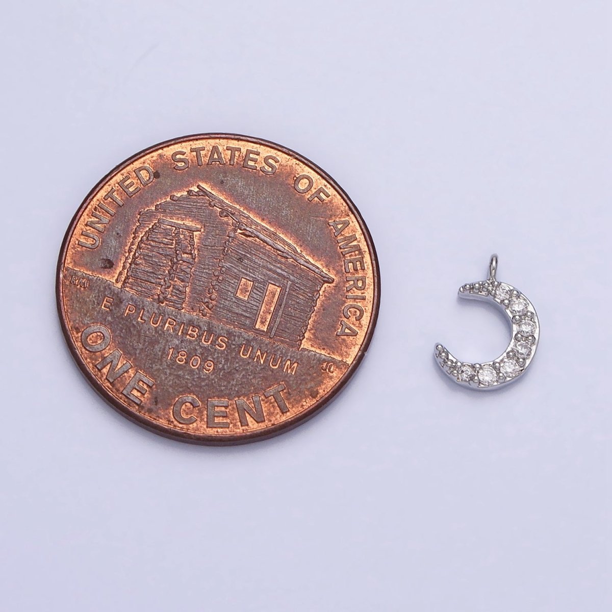 16K Gold Filled Micro Paved CZ Crescent Moon Mini Add-On Charm in Gold & Silver | AC1044 AC1045