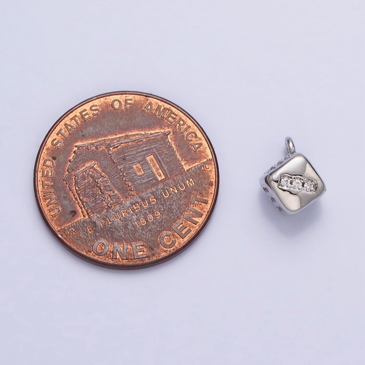 16K Gold Filled Micro Paved CZ Lucky Dice Mini Add-On Charm in Gold & Silver | AC1036 AC1037