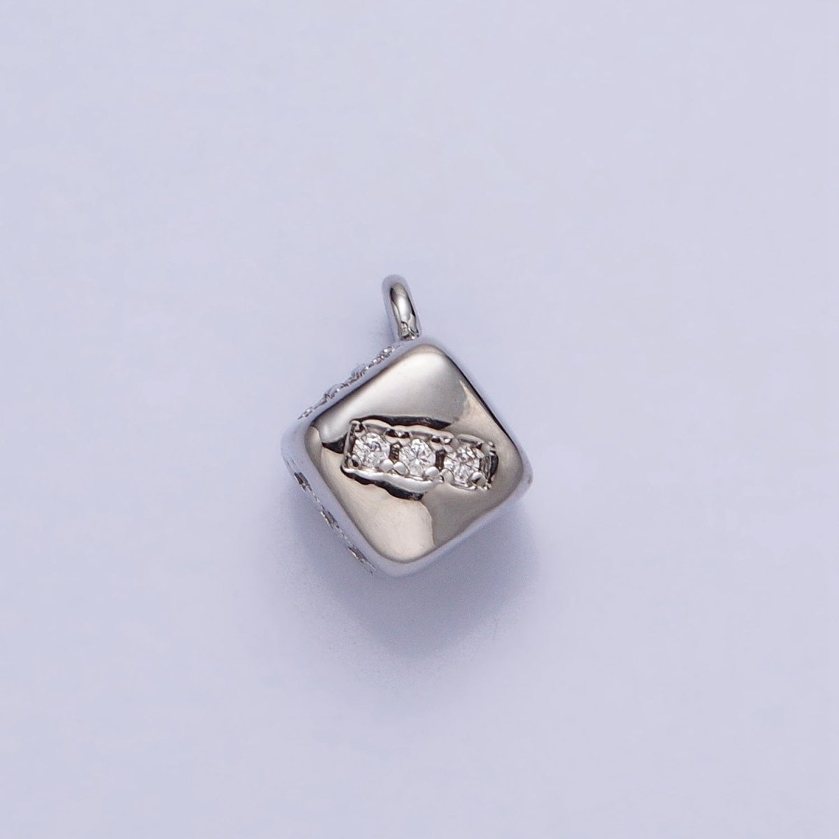 16K Gold Filled Micro Paved CZ Lucky Dice Mini Add-On Charm in Gold & Silver | AC1036 AC1037