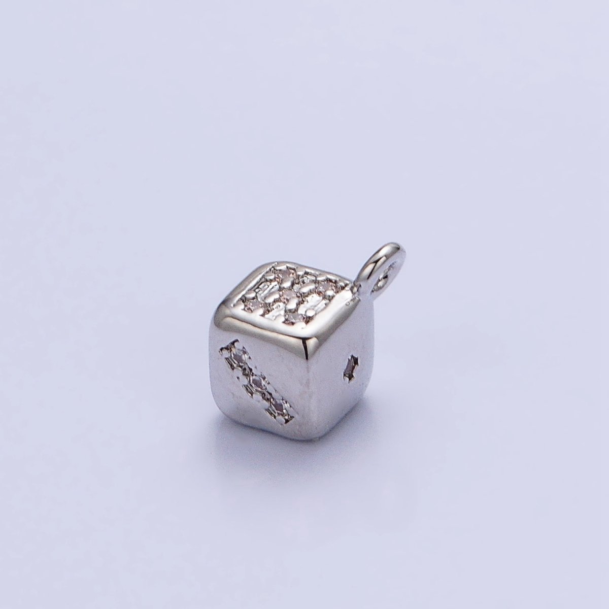 16K Gold Filled Micro Paved CZ Lucky Dice Mini Add-On Charm in Gold & Silver | AC1036 AC1037