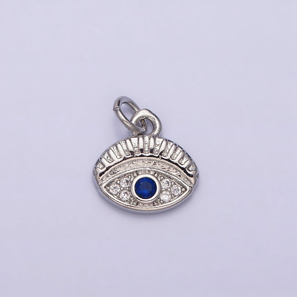 16K Gold Filled Mini Blue Evil Eye Micro Paved CZ Oval Add-On Charm in Gold & Silver | AC1063 AC1064
