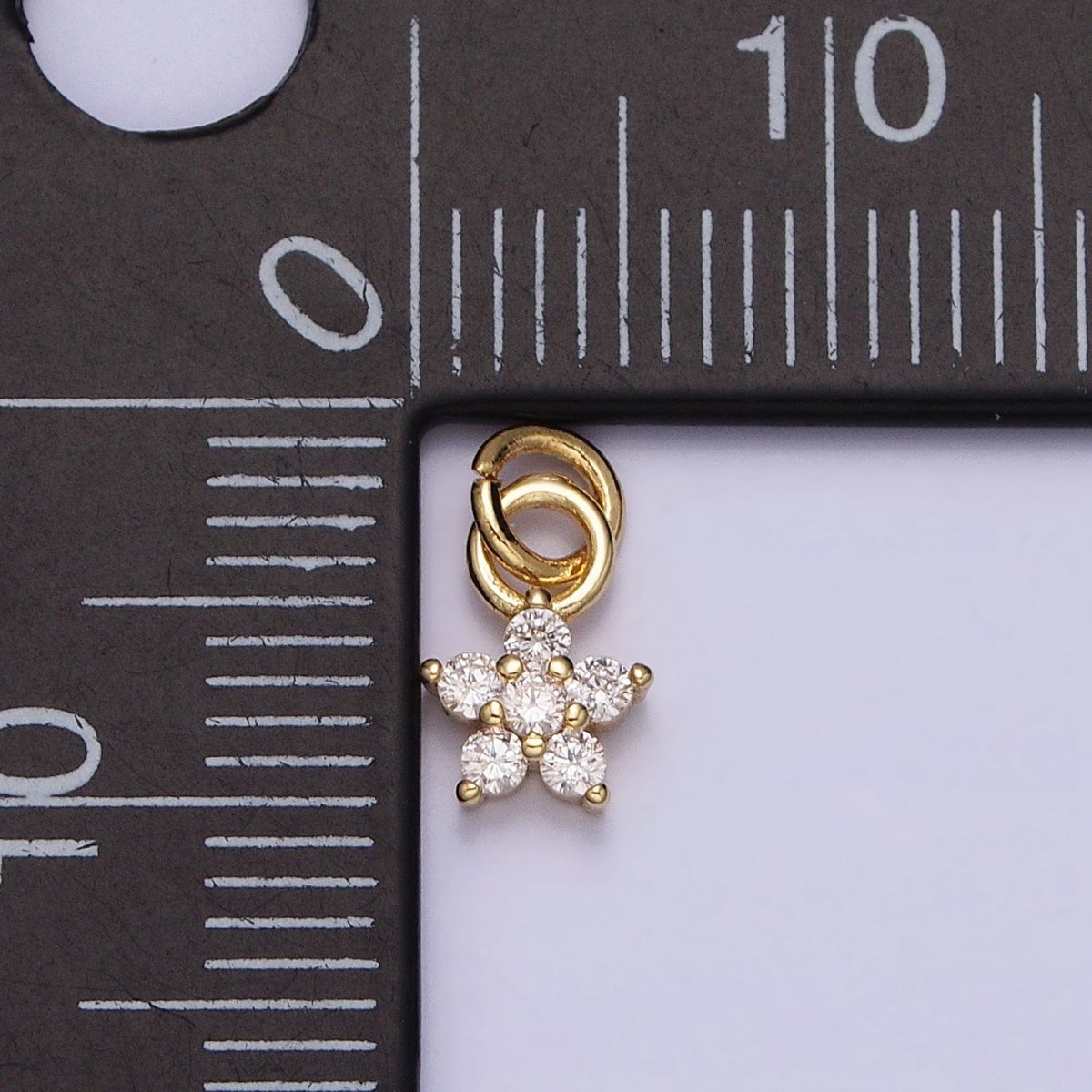 16K Gold Filled Mini Flower Clear CZ Add-On Charm | AC1148
