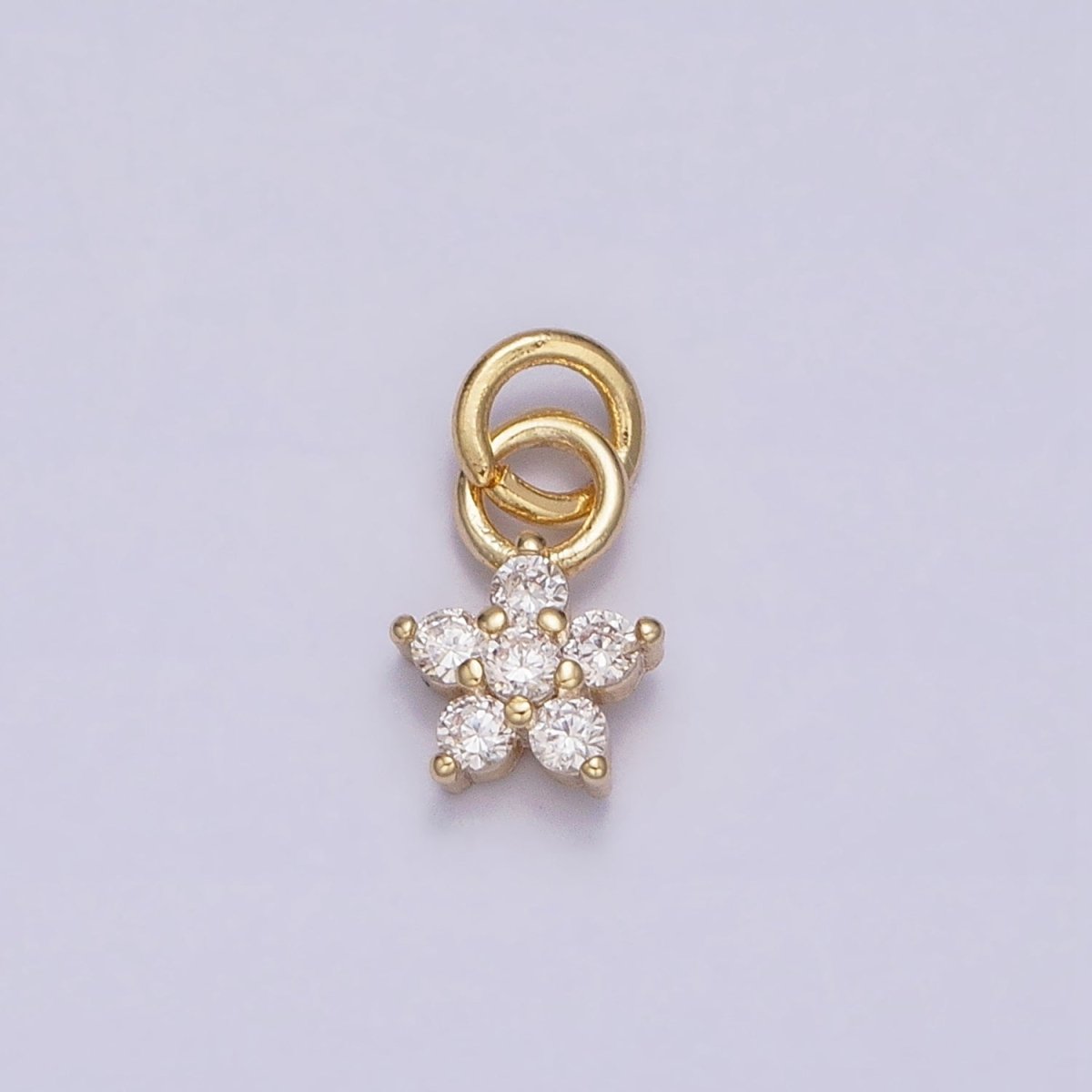 16K Gold Filled Mini Flower Clear CZ Add-On Charm | AC1148