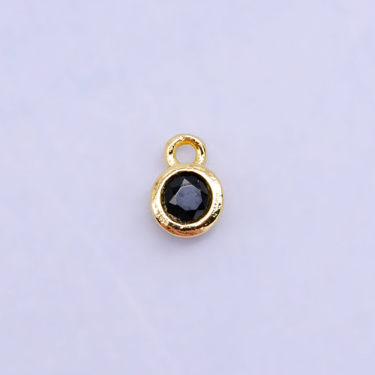 16K Gold Filled Mini Green, Clear, ETC CZ Round Charm | W141-W144
