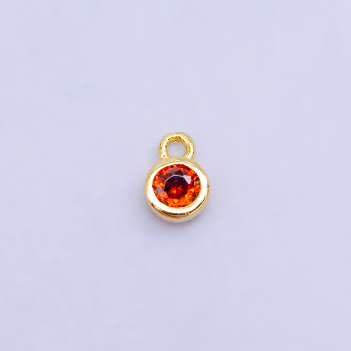 16K Gold Filled Mini Green, Clear, ETC CZ Round Charm | W141-W144