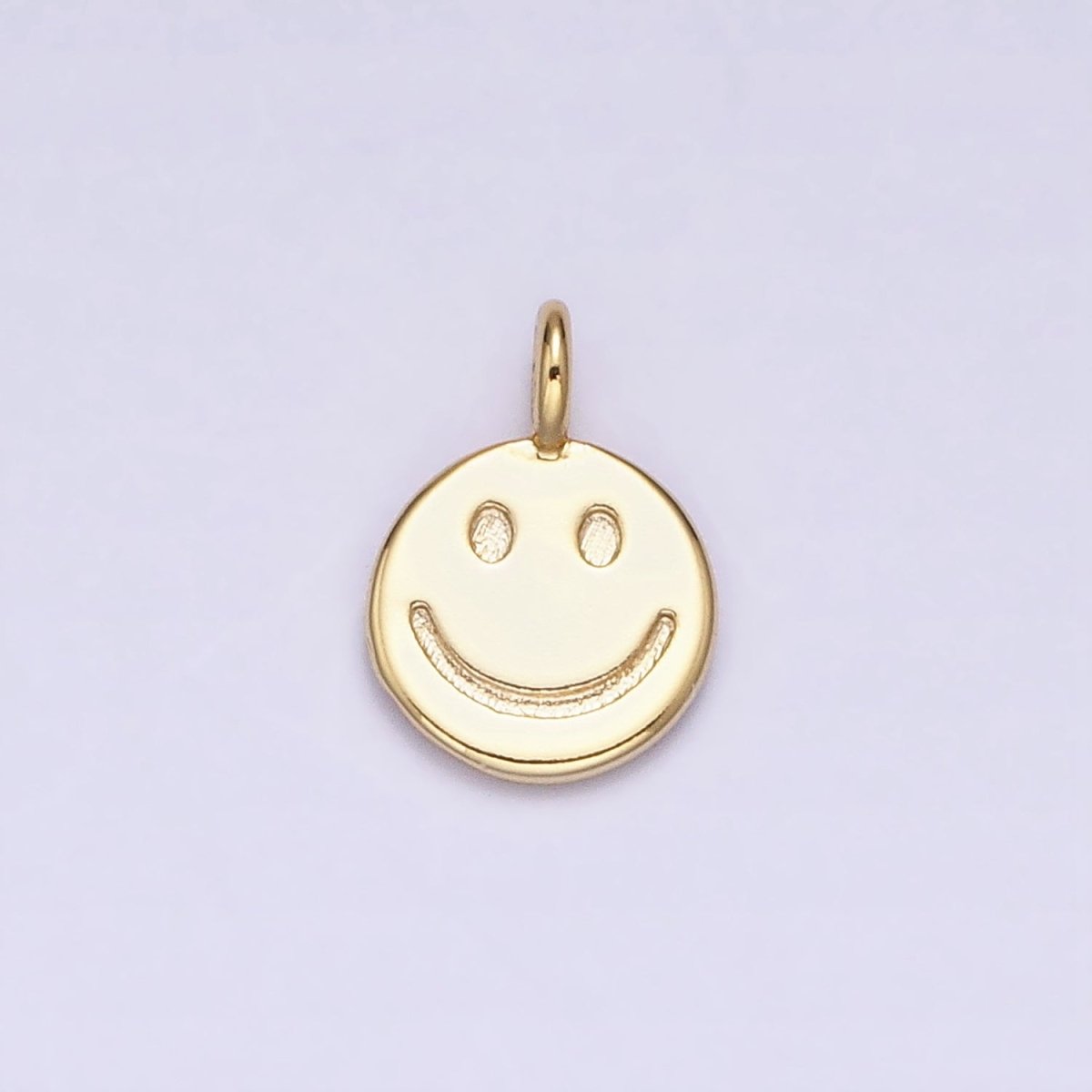 16K Gold Filled Mini Happy Smiley Face Emotion Round Add-On Charm | AC-1145 - DLUXCA