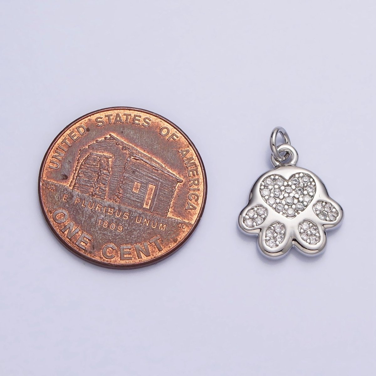 16K Gold Filled Mini Heart Pawprint Pet Animal Add-On Charm in Gold & Silver | AC1040 AC1041