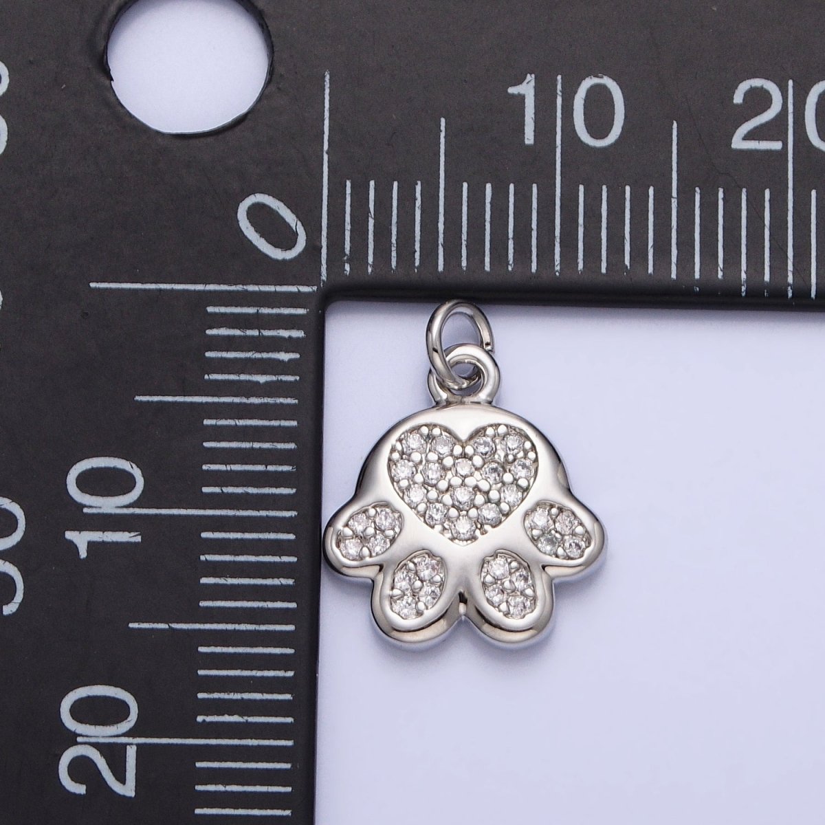 16K Gold Filled Mini Heart Pawprint Pet Animal Add-On Charm in Gold & Silver | AC1040 AC1041